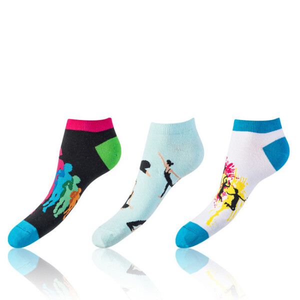Zábavné nízké crazy ponožky unisex setu páry crazy IN-SHOE SOCKS 3x BELLINDA modrá