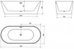 MEXEN/S - Luna vana volně stojící 180 x 80, bílá/černá, sifon a přepad zlatá kartáčovaná 52031808075-55