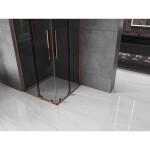 MEXEN/S - Velar L Duo sprchový kout, posuvné dveře 90 x 90, grafit, růžové zlato 871-090-090-02-43-60