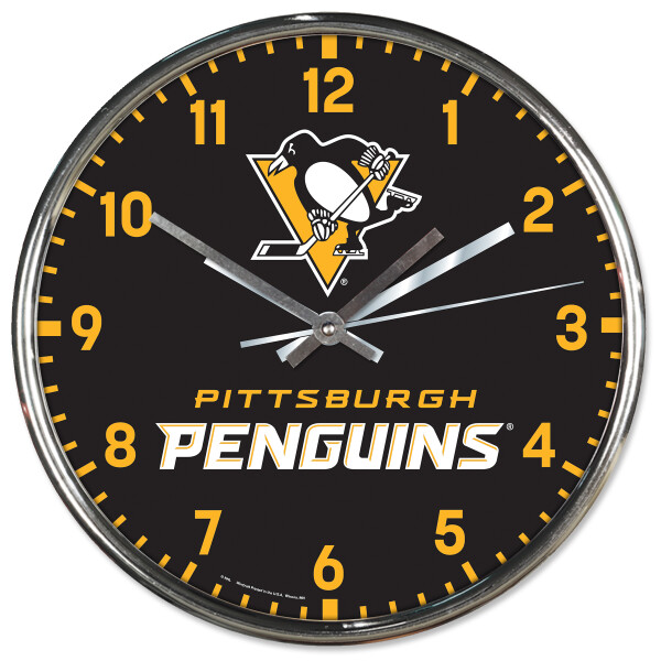 Wincraft Hodiny Pittsburgh Penguins NHL Chrome Clock