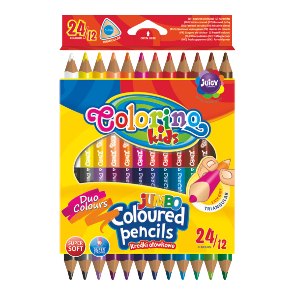 Oboustranné trojhranné pastelky Colorino JUMBO