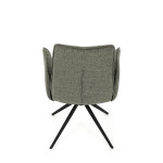 Židle jídelní, zelená látka, 360° vratný mechanismus, černý kov