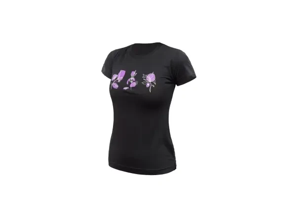 Sensor Merino Air Bloom dámské triko krátký rukáv černá vel. S