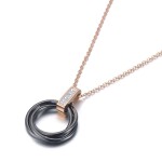 Ocelový náhrdelník se zirkony Catarin Black Gold - keramika, Zlatá 40 cm + 5 cm (prodloužení)