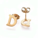 Sada přívěsku a náušnic z nerezové oceli - písmeno - zlatá - 20 ~ 23 mm x 13 ~ 19 mm - 1 ks Písmena: E
