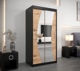 Šatní skříň Abi W0 Barva korpusu: Černá, Rozměry: 100 cm, Dveře: Dub artisan