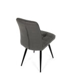 Židle jídelní, šedá látka v dekoru broušené kůže, černý kov