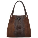 Luxusní dámská kožená kabelka na rameno Cynthia, tmavě hnědá