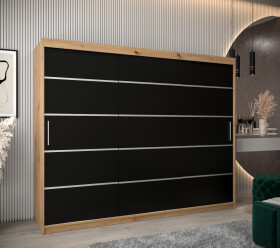 Šatní skříň Abi V1 Barva korpusu: Dub artisan, Rozměry: 250 cm, Dveře: Černá