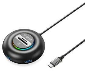 Orico YXR5-C3 černá / USB Hub / 4x USB-A 3.0 / RGB / čtečka SD a microSD / kabel 1,8 m
