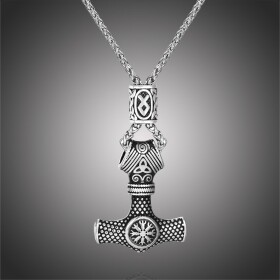Pánský náhrdelník Thórovo kladivo - MJOLNIR, pradávná runa, 60 cm Vintage Náhodná
