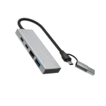 FIXED HUB Port vesmírně šedá / USB-C hub / 4v1 / hliníkový / USB-A adaptér