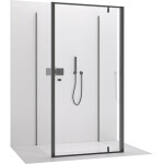 CERANO - Třístěnný sprchový kout Ferri U L/P - 6 mm - černá matná, transparentní sklo - 100x100x195 - pivotový CER-8050BD7850