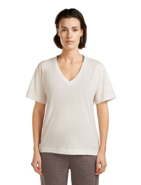 Dámské merino triko s krátkým rukávem ICEBREAKER Wmns 150 Tech Lite SS Relax V Neck Tee, Ecru Hthr velikost: S