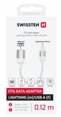 SWISSTEN TEXTILE OTG adaptér Lightning (M) na USB-A (F) 0.13m bílá (73501218)