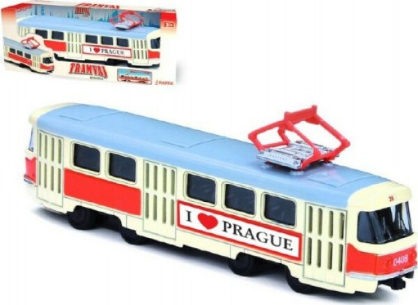 Kovová tramvaj na zpětný chod PRAGUE