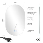Erga Dalia, oválné LED zrcadlo 60x100cm, 3 barvy světla, zadní osvětlení, vyhřívací podložka proti zapaření, ERG-V01-Dalia-6010-CL ERG-V01-DALIA-6010-CL
