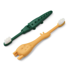 LIEWOOD Dětský zubní kartáček Fabio All Together Toddler – set 2 ks, zelená barva, plast