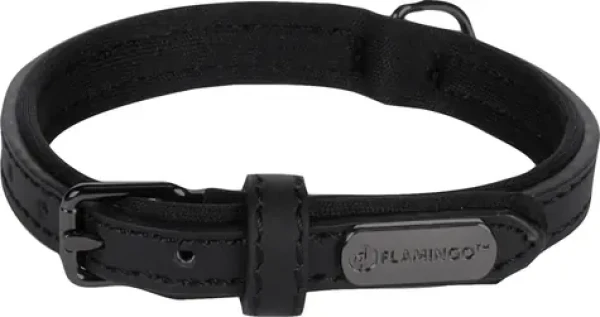 Flamingo Binti Kožený obojek s neoprenem černá XS (FLA-519256)