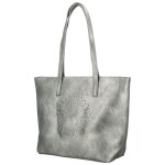 Trendy dámská koženková kabelka na rameno Serafina, stříbrná