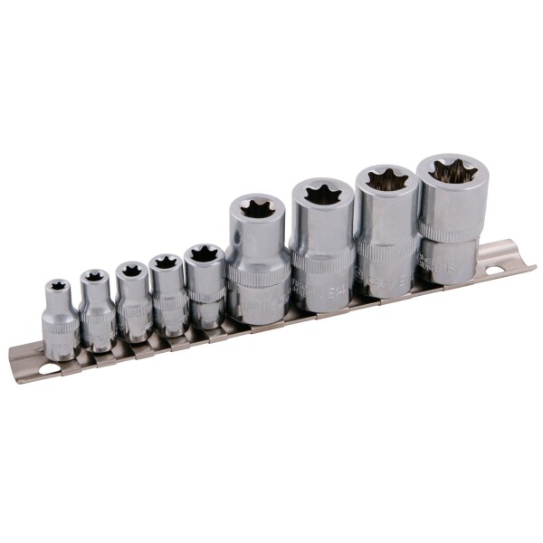 LEVIOR 17255 Sada GOLA nástrčných hlavic TORX, 1/2"+1/4", 9ks, E5-E18, CrV