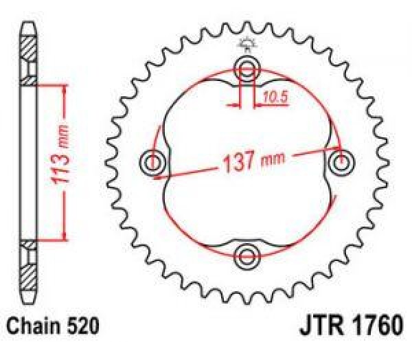 JT Sprockets Řetězová rozeta na Suzuki LTR 450 2006-2009 Počet zubů: 40 zubů