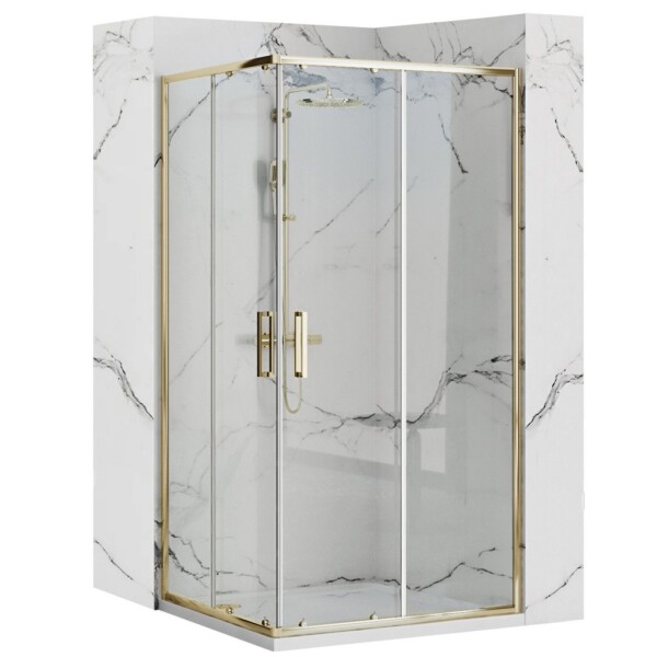 REA/S - Sprchový kout PUNTO 80x100 Gold Se sprchovou vaničkou Savoy black KPL-K2442