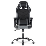 Herní křeslo, houpací mechanismus, šedá ekokůže, KA-L626 GREY