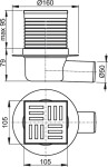 Alcadrain 1 - Alcadrain Podlahová vpust 105×105/50 mm boční, mřížka šedá, vodní zápachová uzávěra APV5111 APV5111