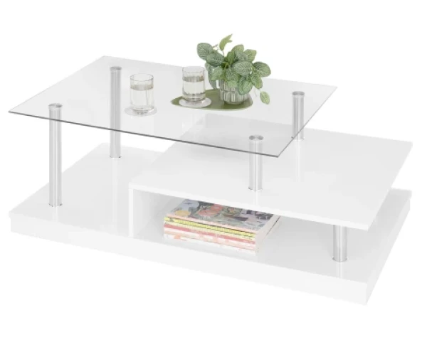 Konferenční stolek Memphis, lesklý bílý