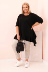 Dámská blůza Plus Size s bavlnou, kapsou a ohrnutým rukávem kiwi UNI
