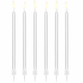 PartyDeco Svíčky bílé 14 cm 12 ks