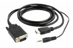 Gembird adaptér HDMI-A na VGA 3.5 mm audio kabel černá