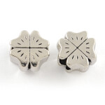 Kovový korálek s širokým průvlekem - čtyřlístek - starostříbrný - 10 x 10 x 6 mm - 1 ks