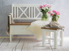ARTEN (NANO Systems s.r.o.) Rustikální jídelní lavice POPRAD SIL13B - borovice (bílý vosk) VARIANTA PROVEDENÍ:  (š x v x hl.): 150 x 96 x 53 cm