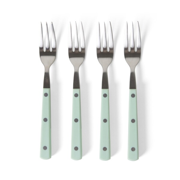 HK living Dezertní vidlička 70's Mint – set 4 ks, zelená barva, kov, plast