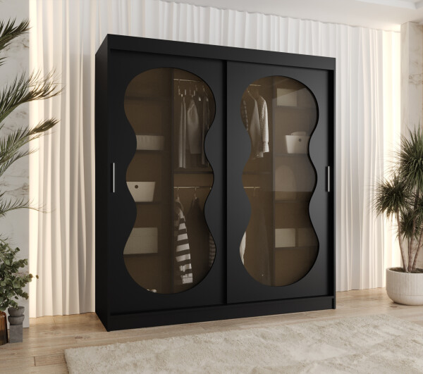 Šatní skříň Abi Bahrajn 3 Rozměry: 180 cm, Barva korpusu + barva dveří: Černá + Černá
