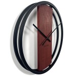 DumDekorace Mahagonové nástěnné hodiny ze dřeva a kovu 50 cm