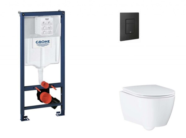 GROHE - Rapid SL Set předstěnové instalace, klozetu, sedátka SoftClose a tlačítka Even, phantom black SANI11BB5122