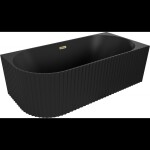 MEXEN/S - Gia volně stojící rohová vana reliéf pravá 170 x 80, černá mat, sifon a přepad zlatá 52701708071P-50
