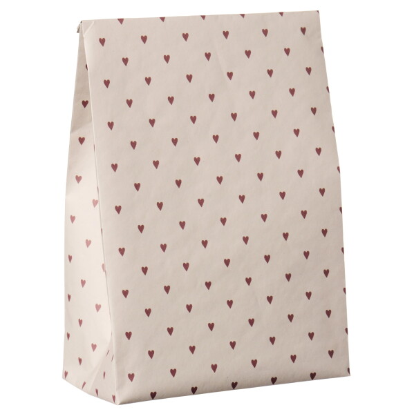 Ib Laursen Papírový sáček Red Hearts 28,5 cm – set 5 ks, červená barva, papír