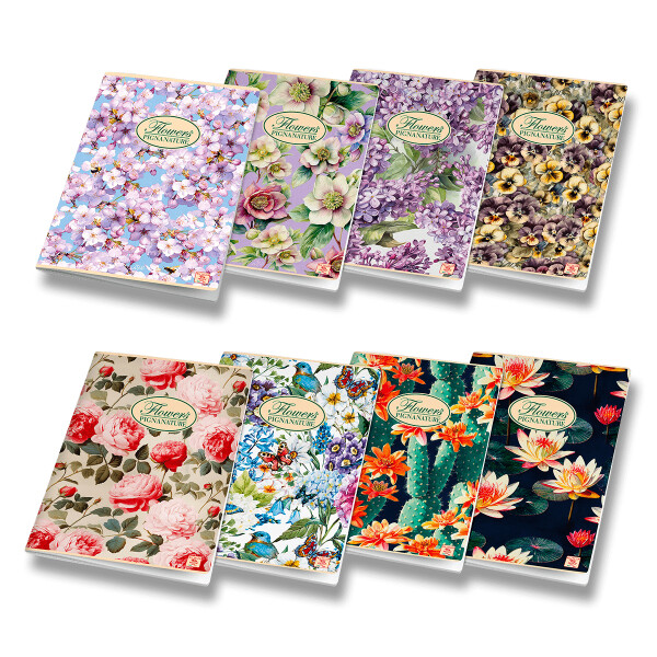 Školní sešit Pigna Nature Flowers A5, linkovaný, 40 listů, mix motivů