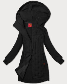 Černá dlouhá dámská mikina s kapucí LHD (AMG-178) - Goodlooking 2XL