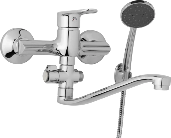 JB Sanitary Nástěnná umyvadlová a sprchová baterie FINERY, rozteč 150 mm, otočný přepínač, s příslušenstvím, ramínko 300 mm F10 37 41