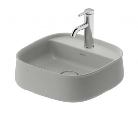 DURAVIT - Zencha Umyvadlo na desku 42x42 cm, bez přepadu, otvor pro baterii, DuraCeram, WonderGliss, matná šedá 23744267711