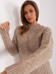Dámský oversize pletený svetr SW-8013.14P tm. béžový - Badu one size