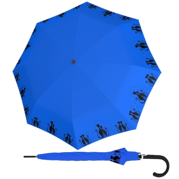 DOPPLER Fiber Flex AC Cats Family Blue - dámský holový vystřelovací deštník modrá 740765CT01