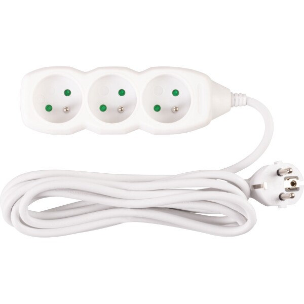 STREND PRO 213323 Prodlužovací kabel, 3m, 3 zásuvky, 3×1mm, bílý
