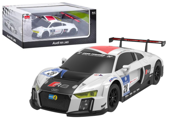 Mamido Sportovní autíčko AUDI R8 LMS na dálkové ovládání RC 1:24 bílá černá
