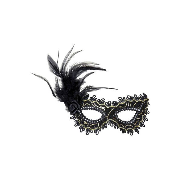 Smiffys.com Škraboška černá s peřím